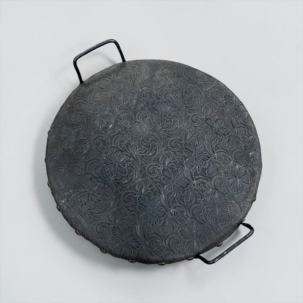 Tooled Genuine Round Wood Trays