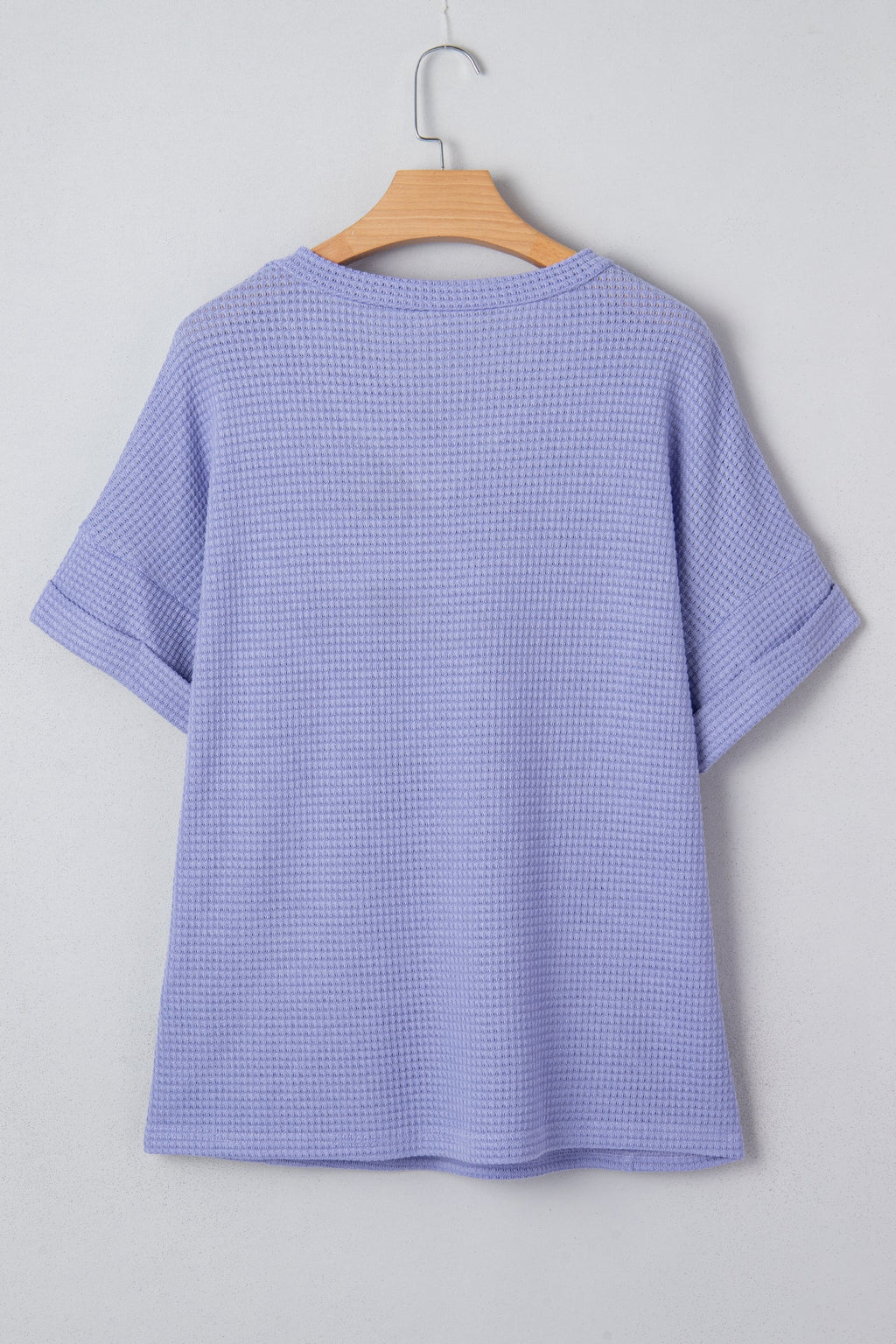 Waffle V-Neck Short Sleeve Knit Top