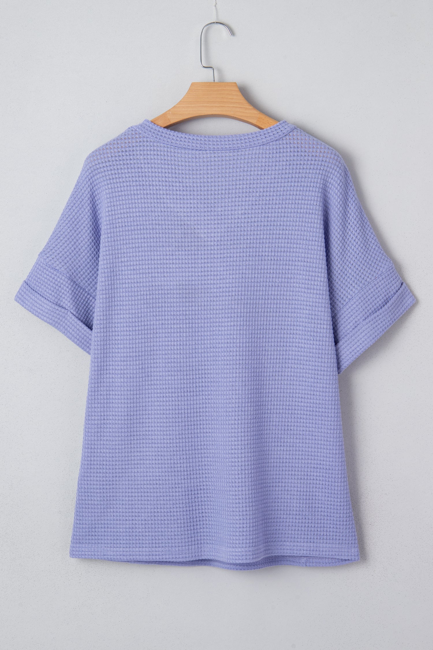 Waffle V-Neck Short Sleeve Knit Top