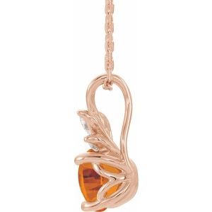 14K Rose Gold Natural Citrine & 1/10 CTW Natural Diamond 16-18" Necklace
