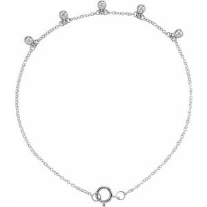 14K White Gold Beaded 5-Station 7" Bracelet
