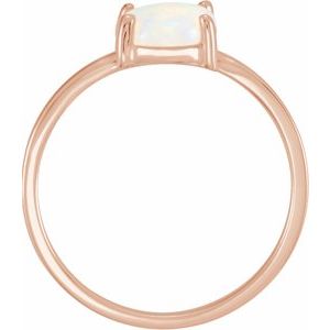 14K Rose Gold 7x5 mm Oval Natural Opal Cabochon Ring
