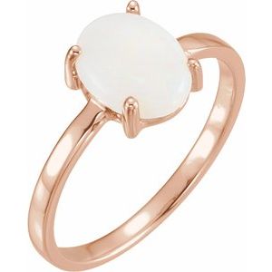 14K Rose Gold 7x5 mm Oval Natural Opal Cabochon Ring