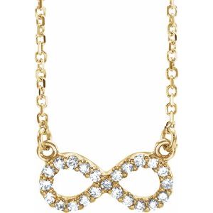 14K Yellow Gold 1/10 CTW Natural Diamond Infinity 16 1/2" Necklace
