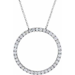 14K White Gold 1 CTW Natural Diamond Circle 18" Necklace