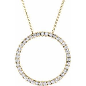 14K Yellow Gold 1 CTW Natural Diamond Circle 18" Necklace