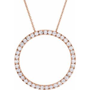 14K Rose Gold 1 CTW Natural Diamond Circle 18" Necklace