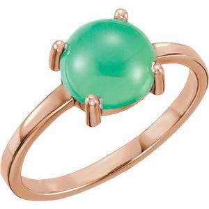 14K Rose Gold 8 mm Round Natural Chrysoprase Cabochon Ring