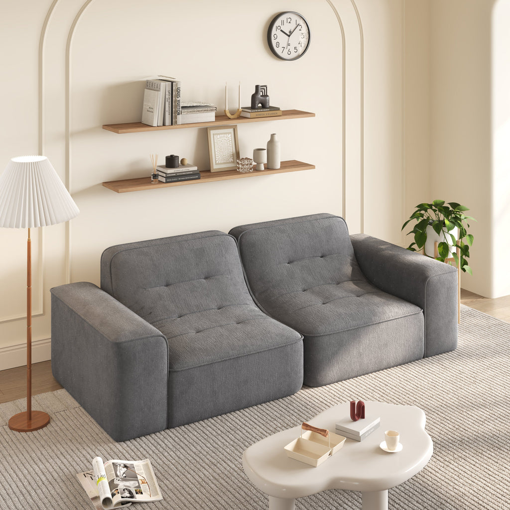 83.6' Modular Sectional 3-Seater Sofa with Tufted Design,Modern Sparkling Chenille Sofa,Deep Seat Couch for Living Room,Apartment, Office,Studio