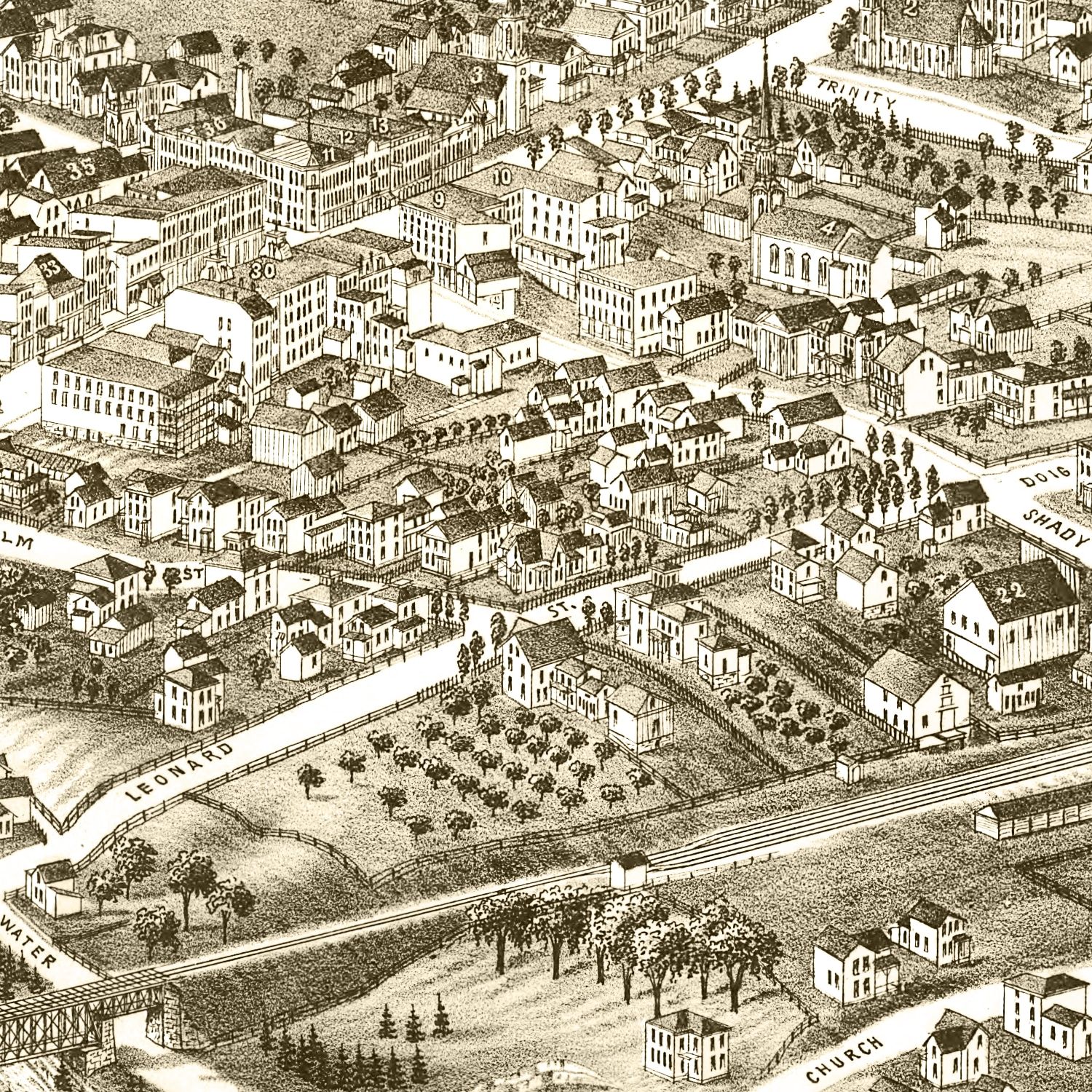 Vintage Map of Lowville, New York 1885