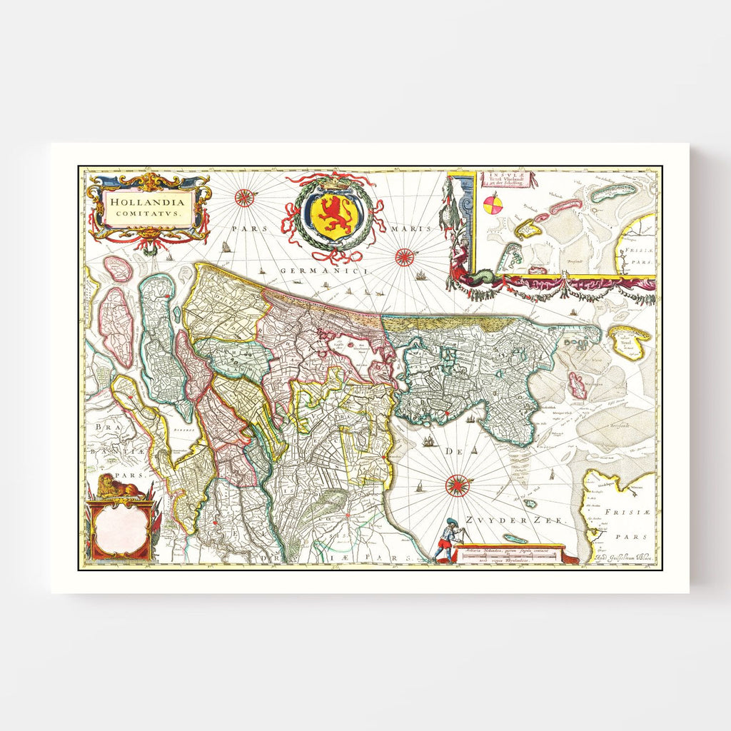 Vintage Map of Holland 1665