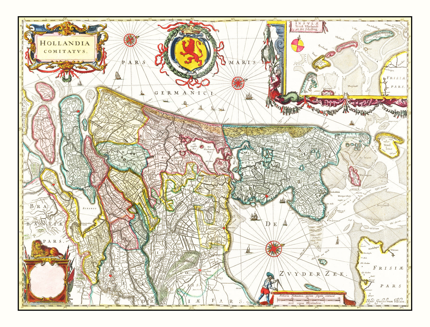 Vintage Map of Holland 1665
