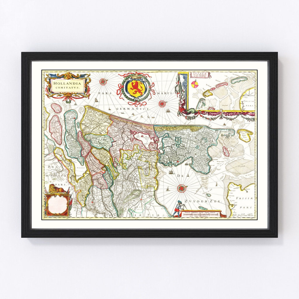 Vintage Map of Holland 1665