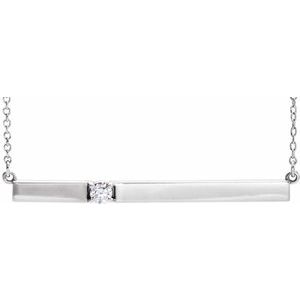 14K White Gold 1/10 CTW Natural Diamond Bar 17.5" Necklace