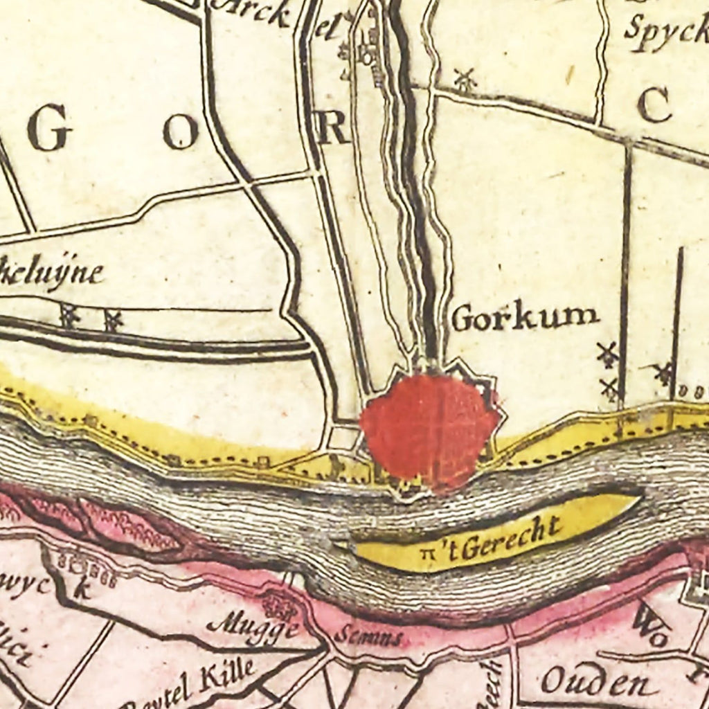 Vintage Map of Southern Holland 1665