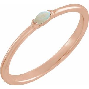 14K Rose Gold Natural Ethiopian Opal Stackable Ring