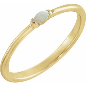 14K Yellow Gold Natural Ethiopian Opal Stackable Ring