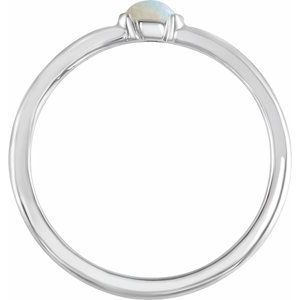 Platinum Natural Ethiopian Opal Stackable Ring
