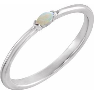 Sterling Silver Natural Ethiopian Opal Stackable Ring