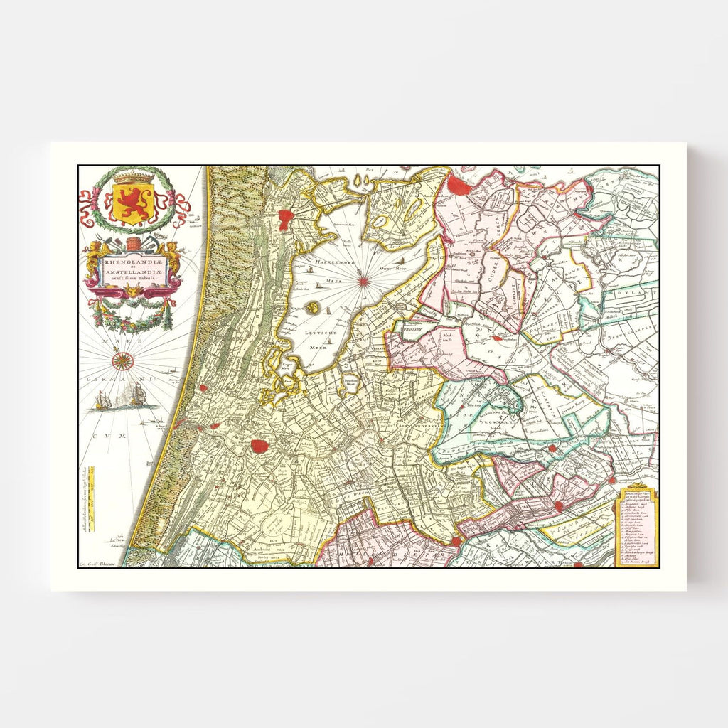 Vintage Map of Amsterdam Area 1665