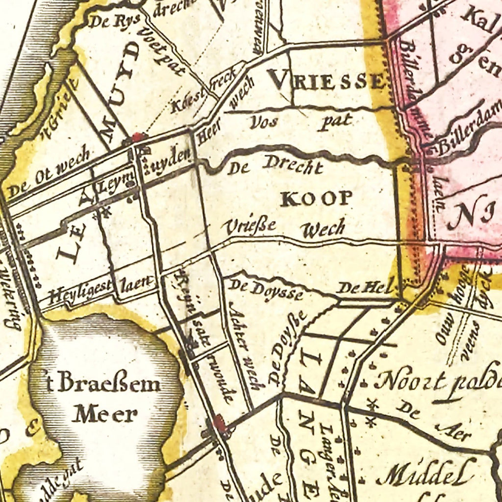 Vintage Map of Amsterdam Area 1665