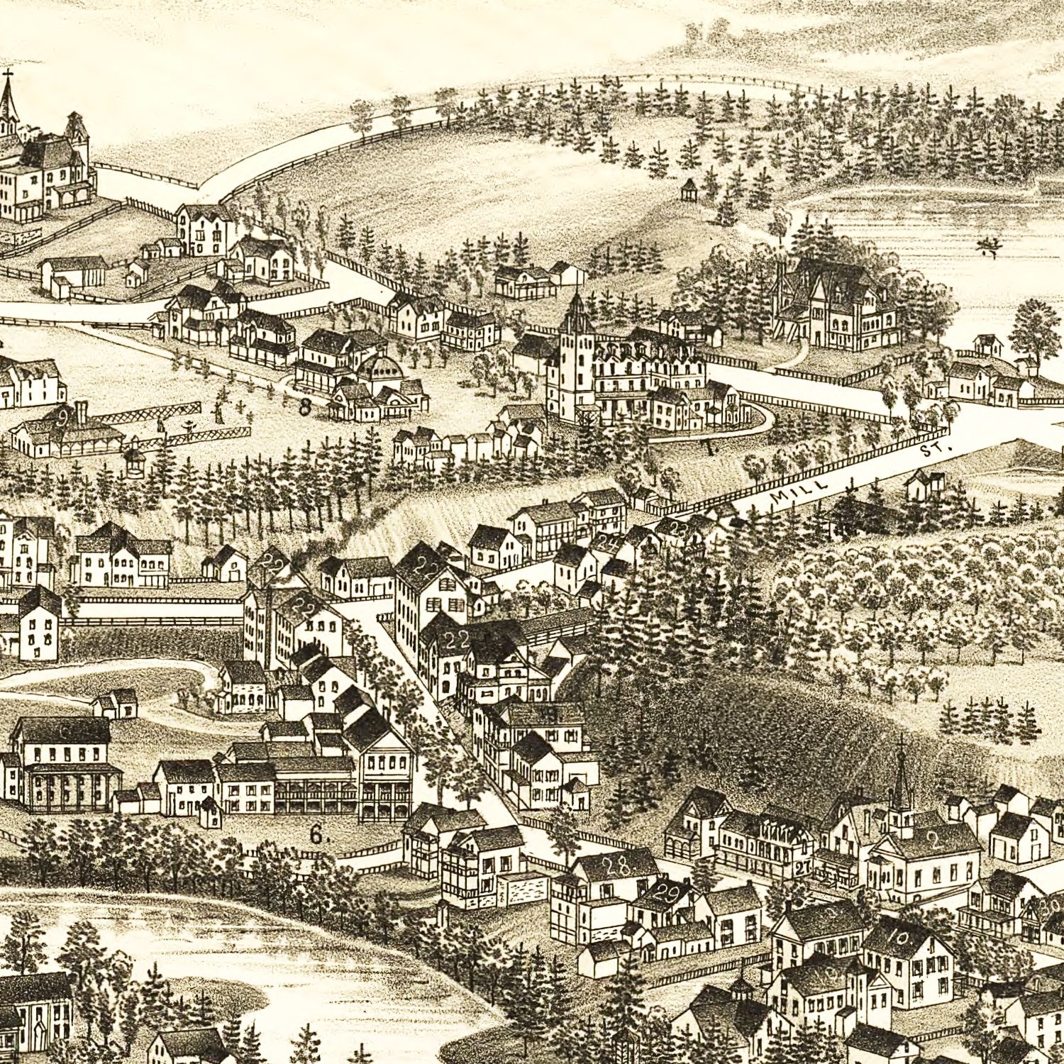 Vintage Map of Luzerne & Hadley, New York 1888