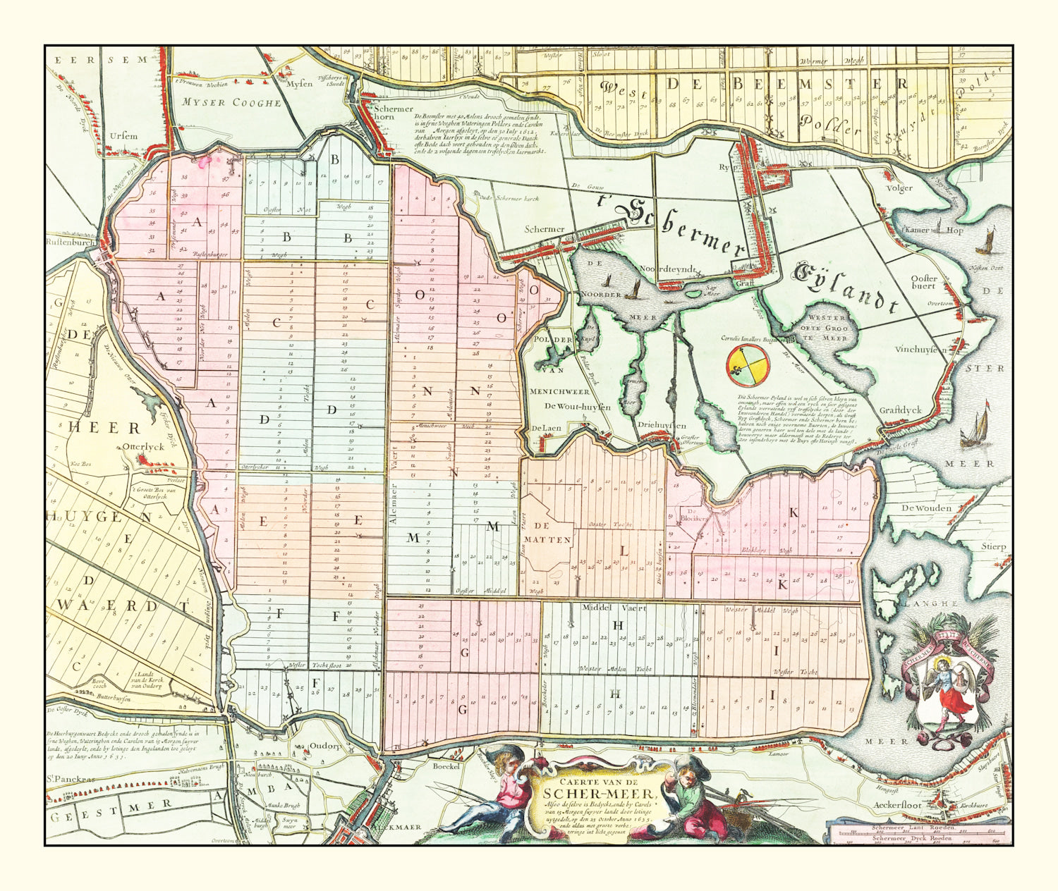 Vintage Map of Schermer, Holland 1665