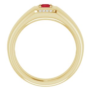 14K Yellow Gold Natural Mozambique Garnet & .03 CTW Natural Diamond Ring