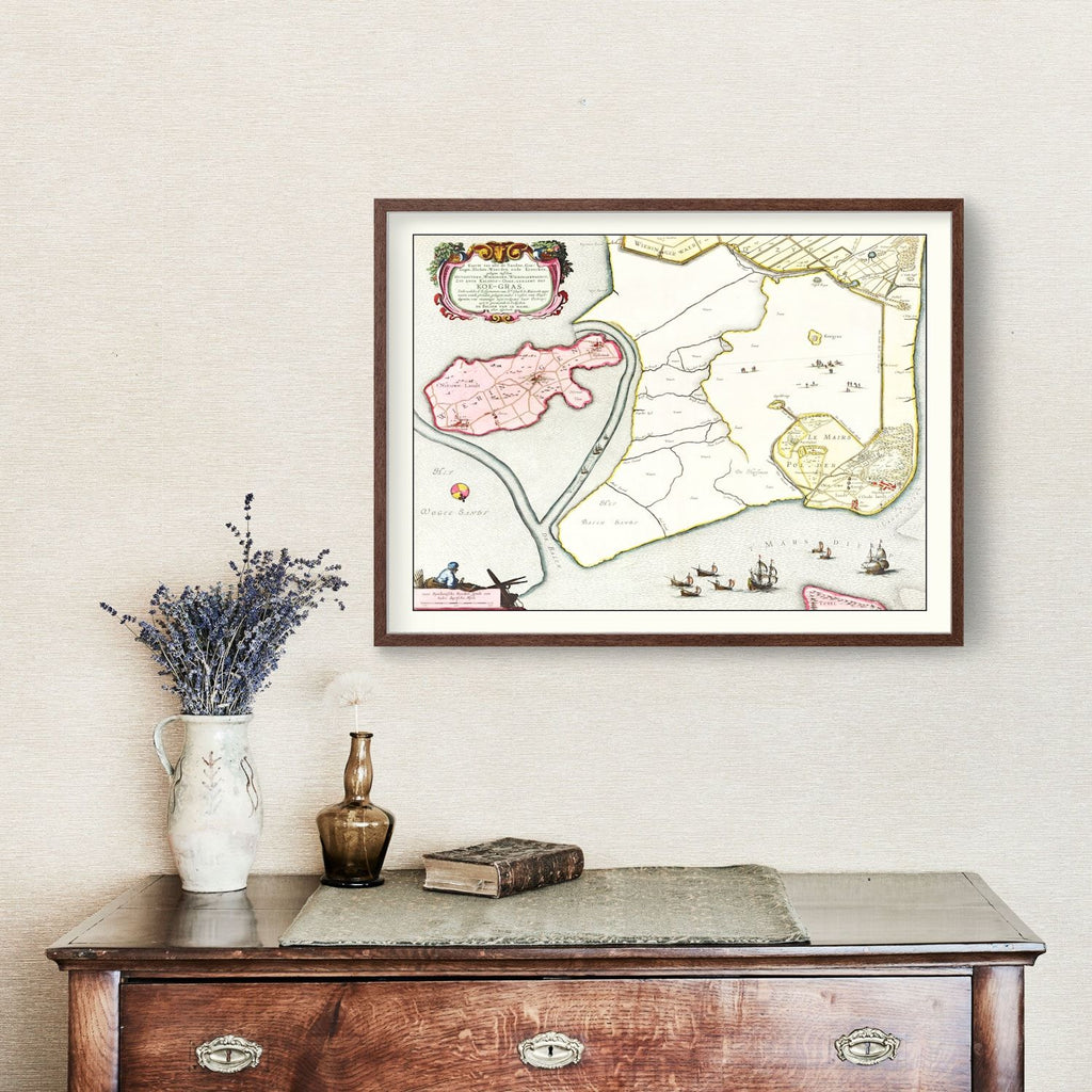 Vintage Map of Koegras, Holland 1665