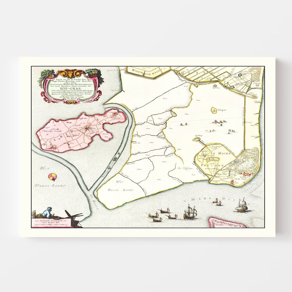 Vintage Map of Koegras, Holland 1665