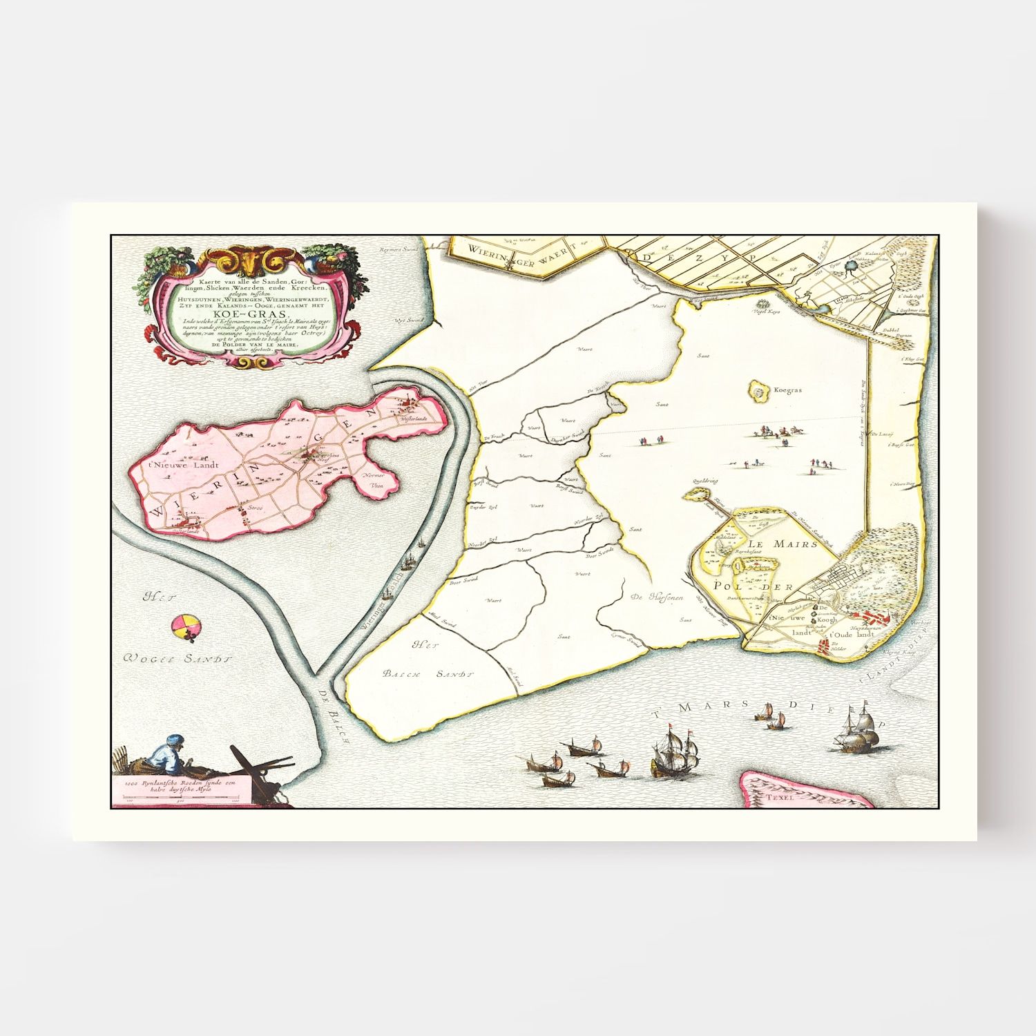 Vintage Map of Koegras, Holland 1665