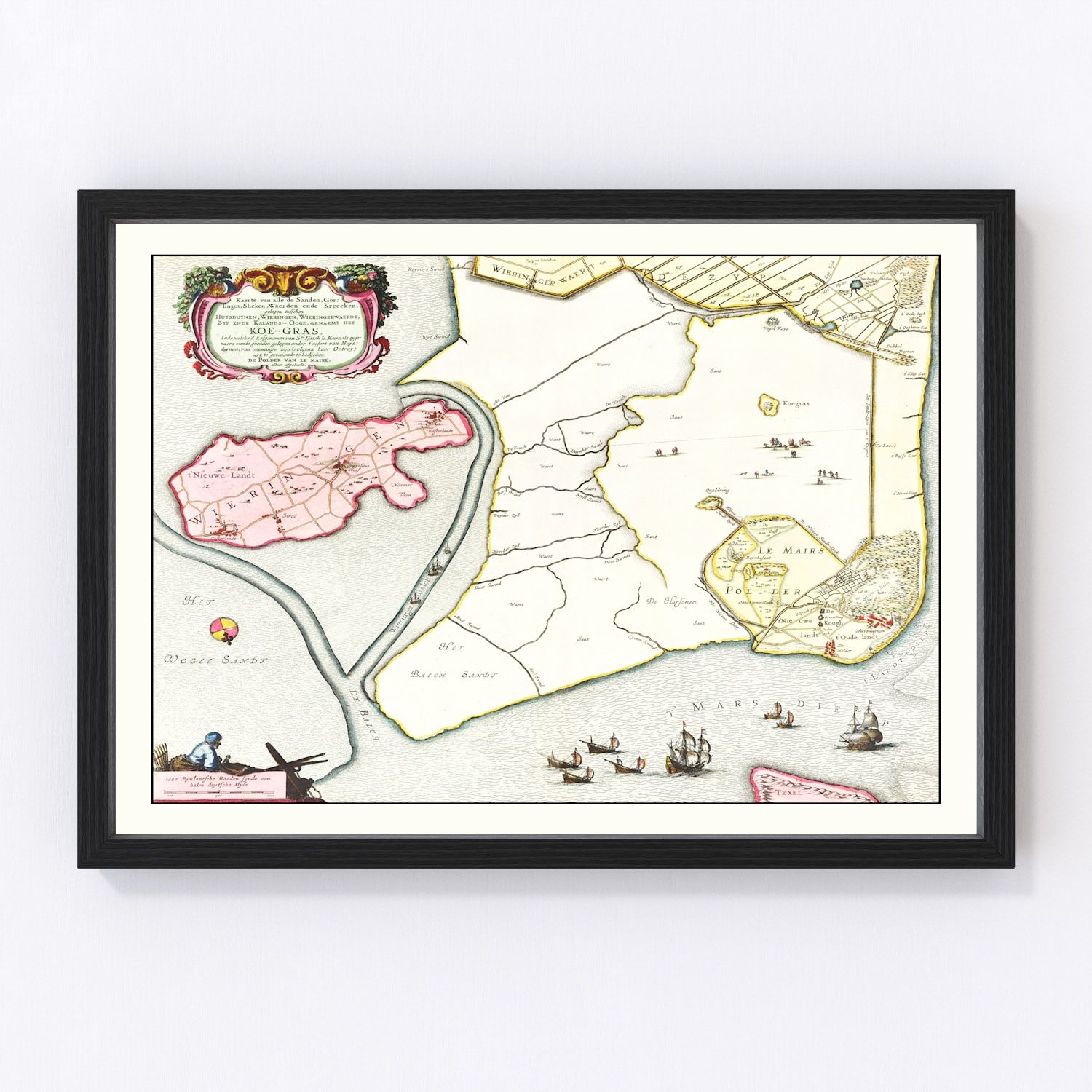 Vintage Map of Koegras, Holland 1665
