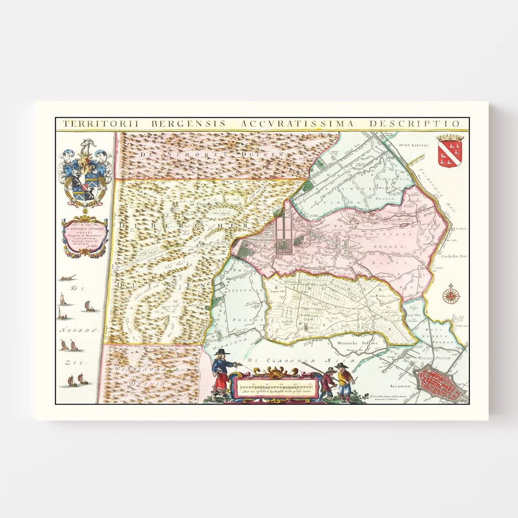 Vintage Map of Bergen, Holland 1665
