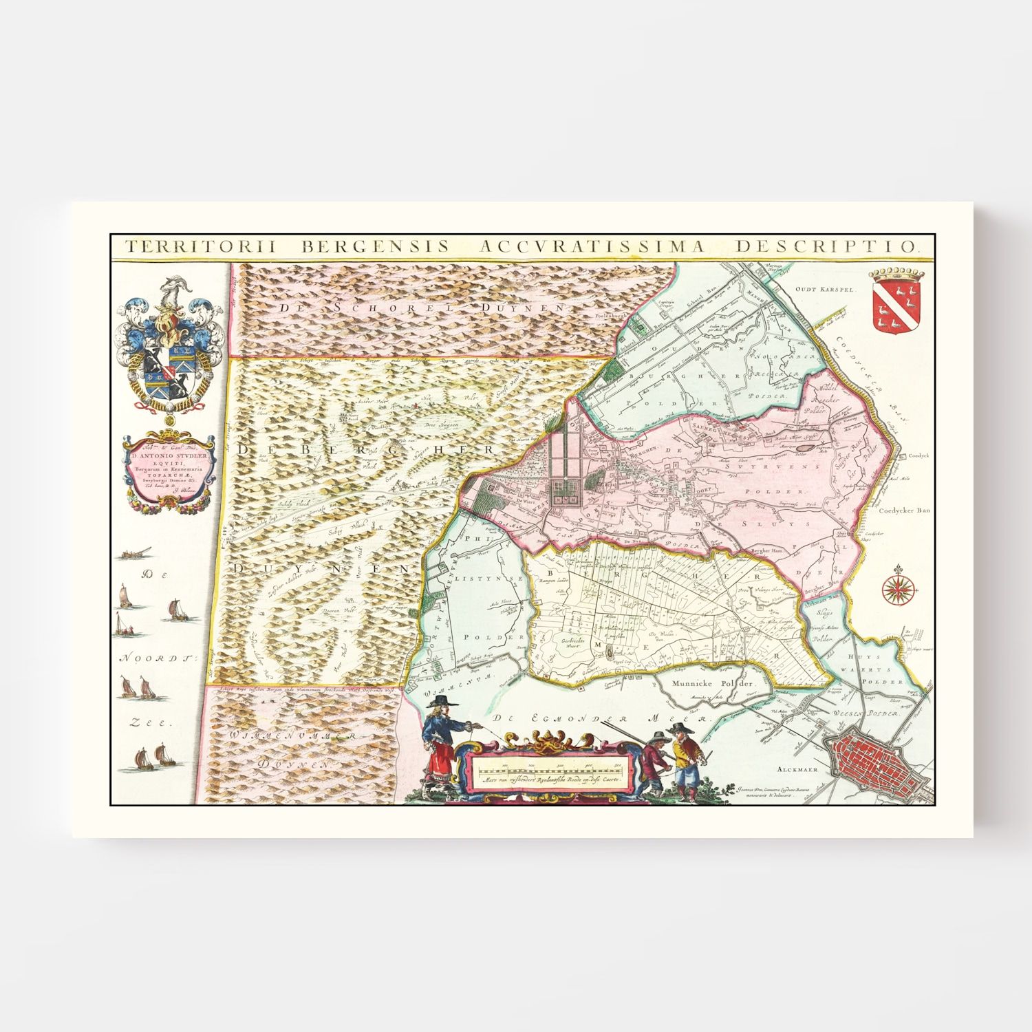 Vintage Map of Bergen, Holland 1665