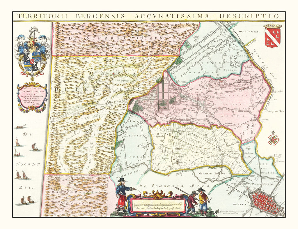 Vintage Map of Bergen, Holland 1665