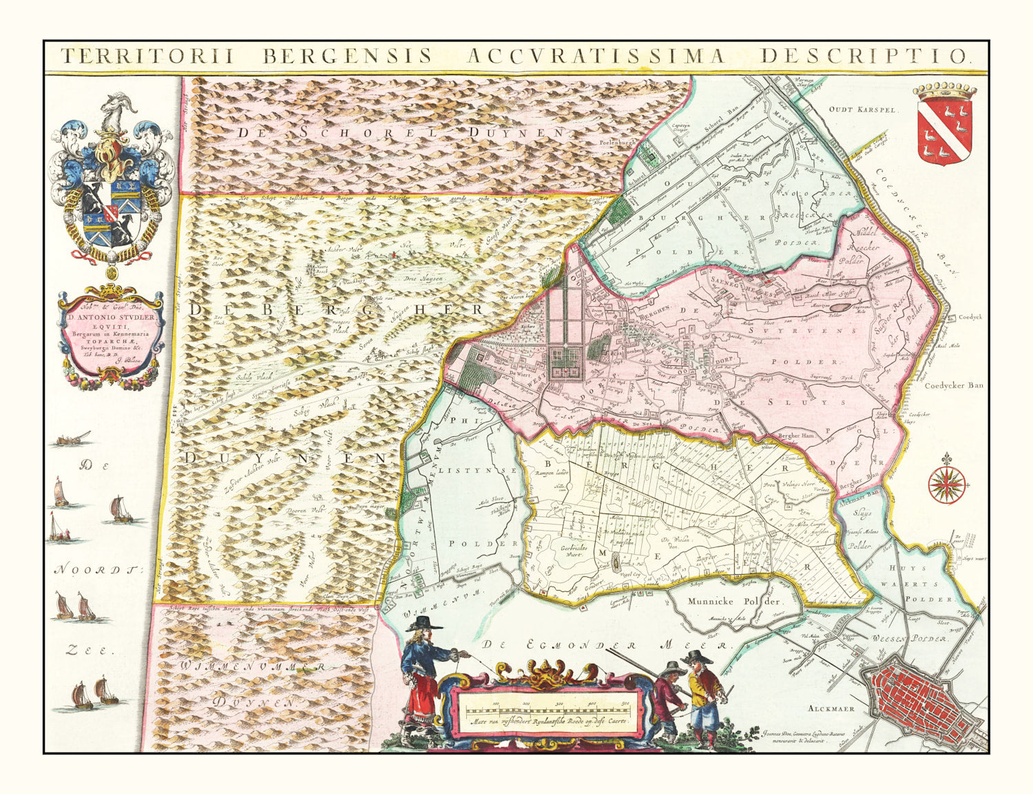 Vintage Map of Bergen, Holland 1665