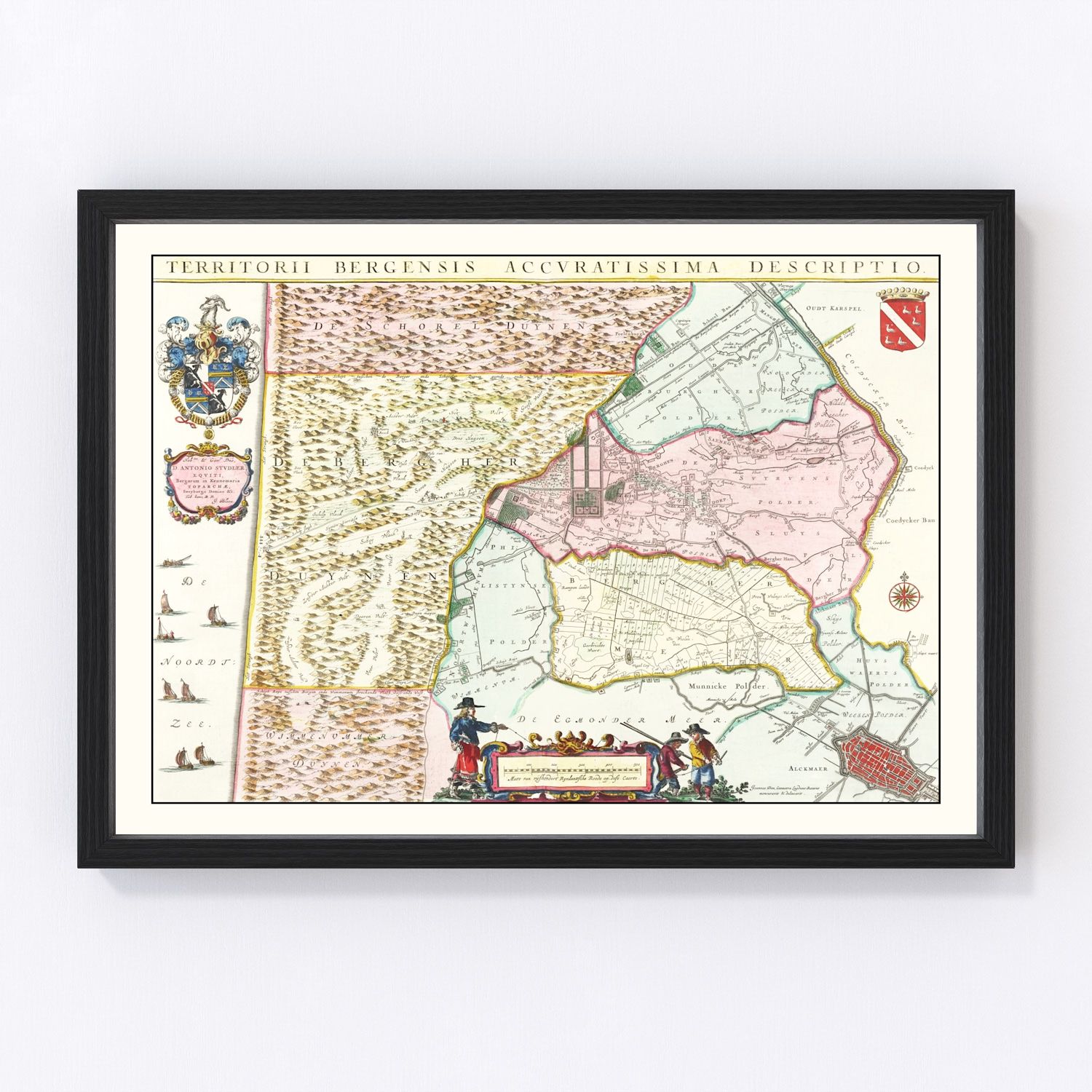 Vintage Map of Bergen, Holland 1665