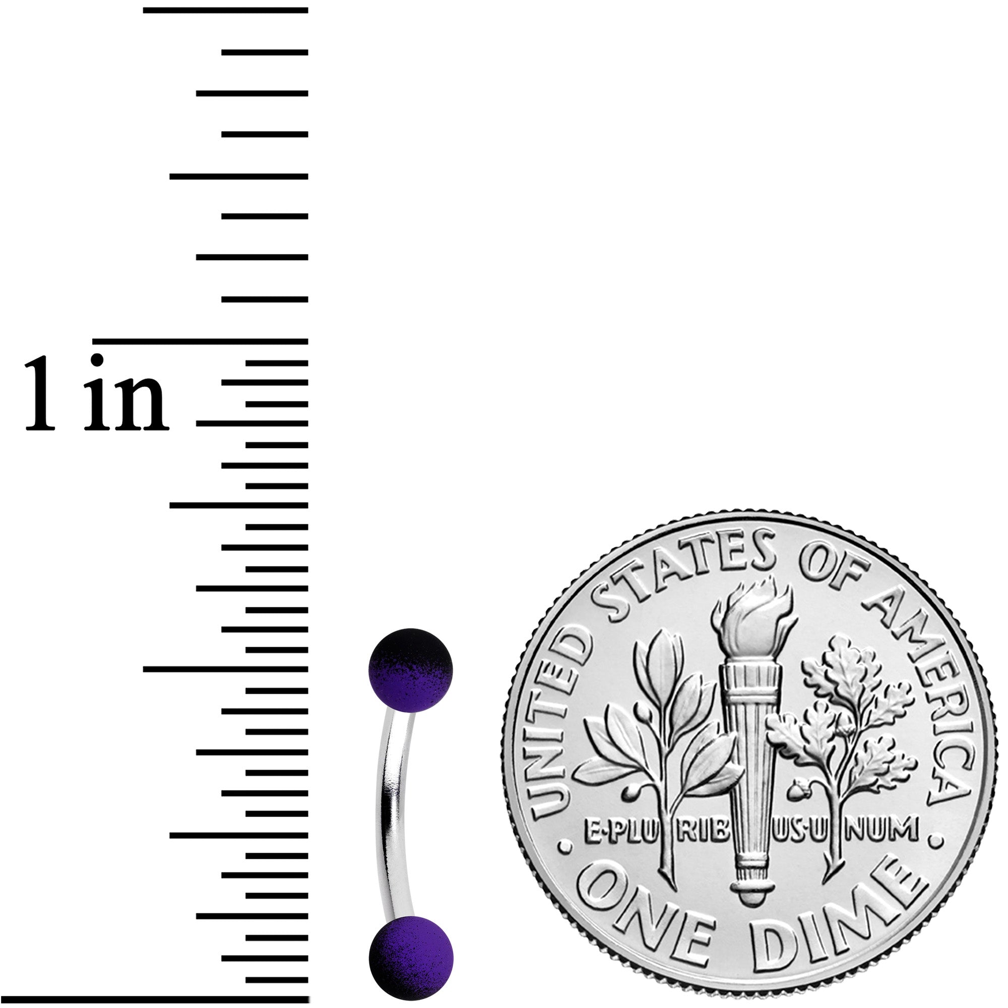 16G 5/16 Purple Black Ombre Soft Finish Curved Eyebrow Ring