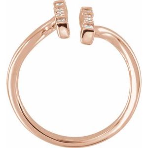 14K Rose Gold 1/6 CTW Natural Diamond Double Bar Ring