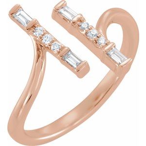14K Rose Gold 1/6 CTW Natural Diamond Double Bar Ring