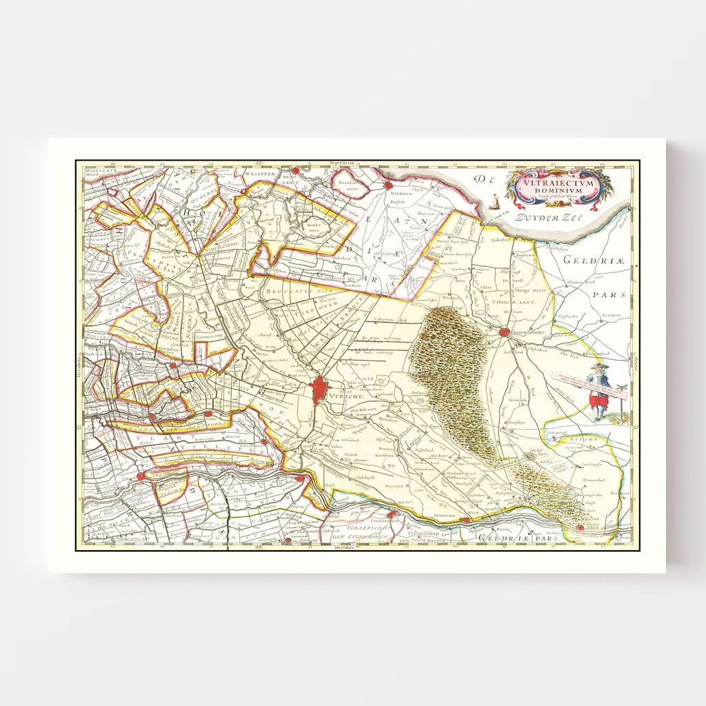 Vintage Map of Utrecht, Holland 1665