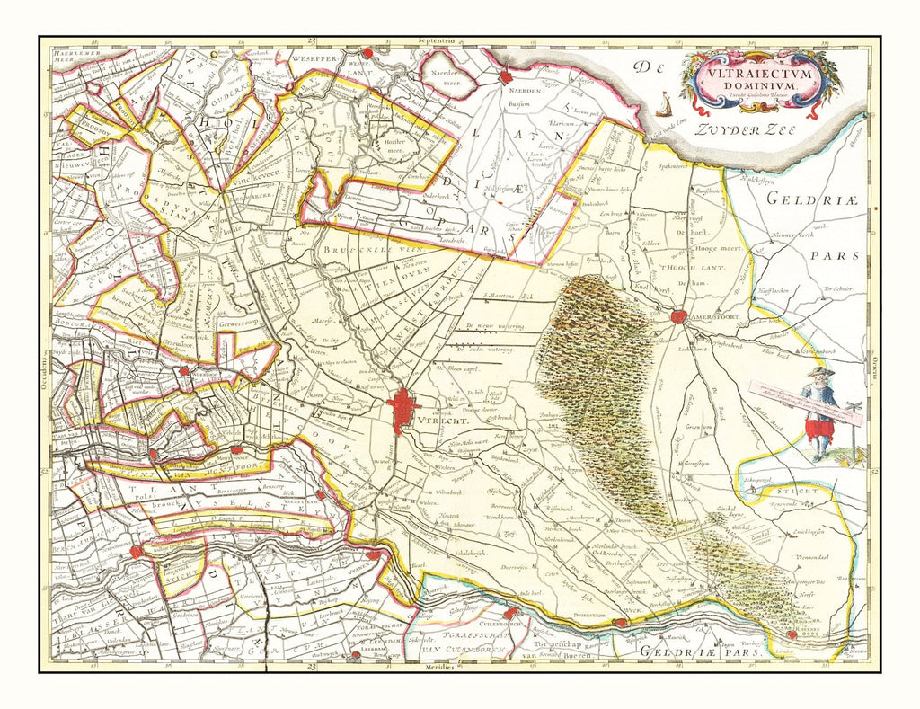 Vintage Map of Utrecht, Holland 1665