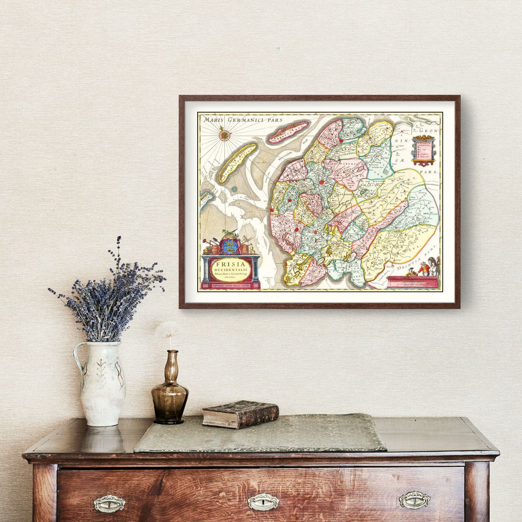 Vintage Map of West Friesland, Holland 1665