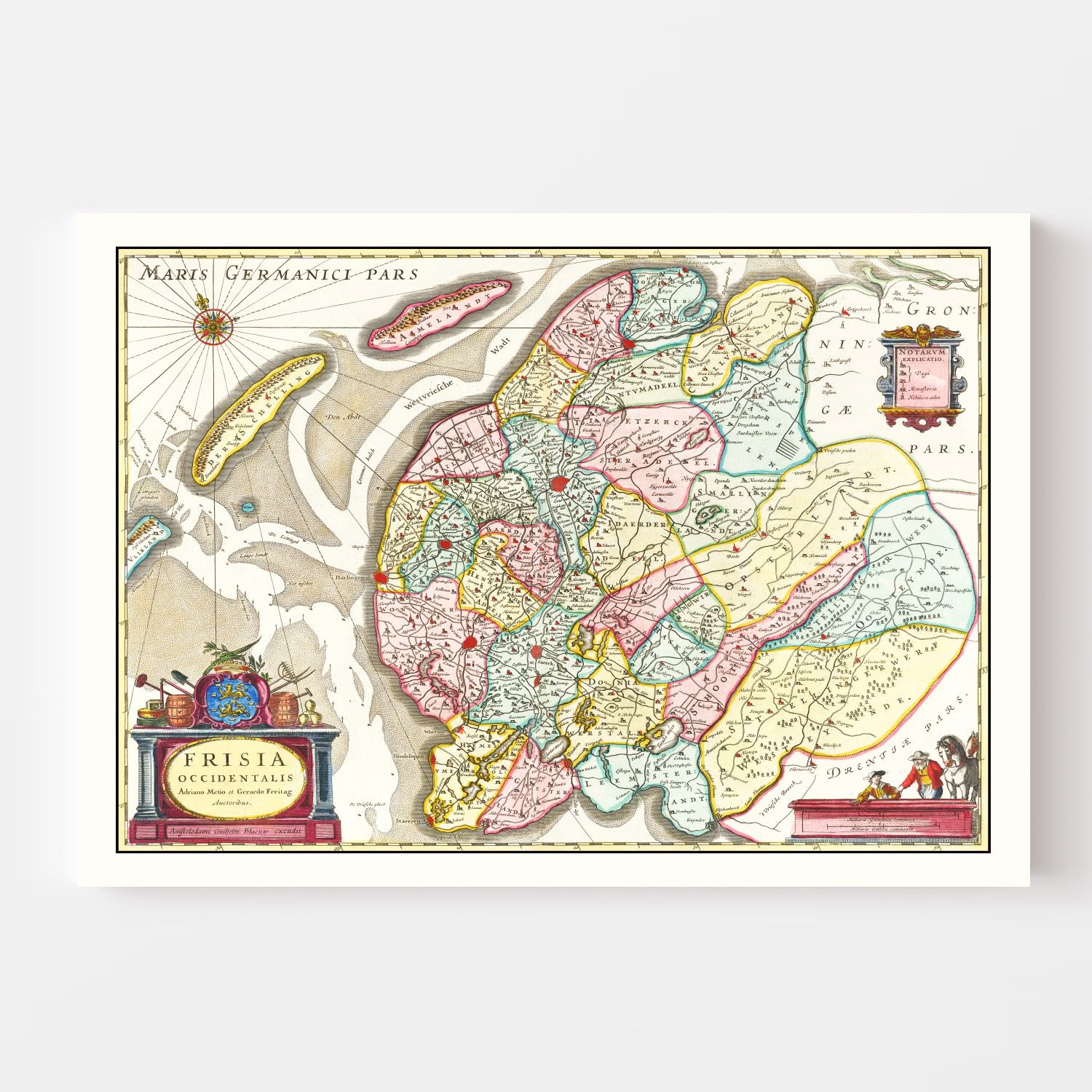 Vintage Map of West Friesland, Holland 1665