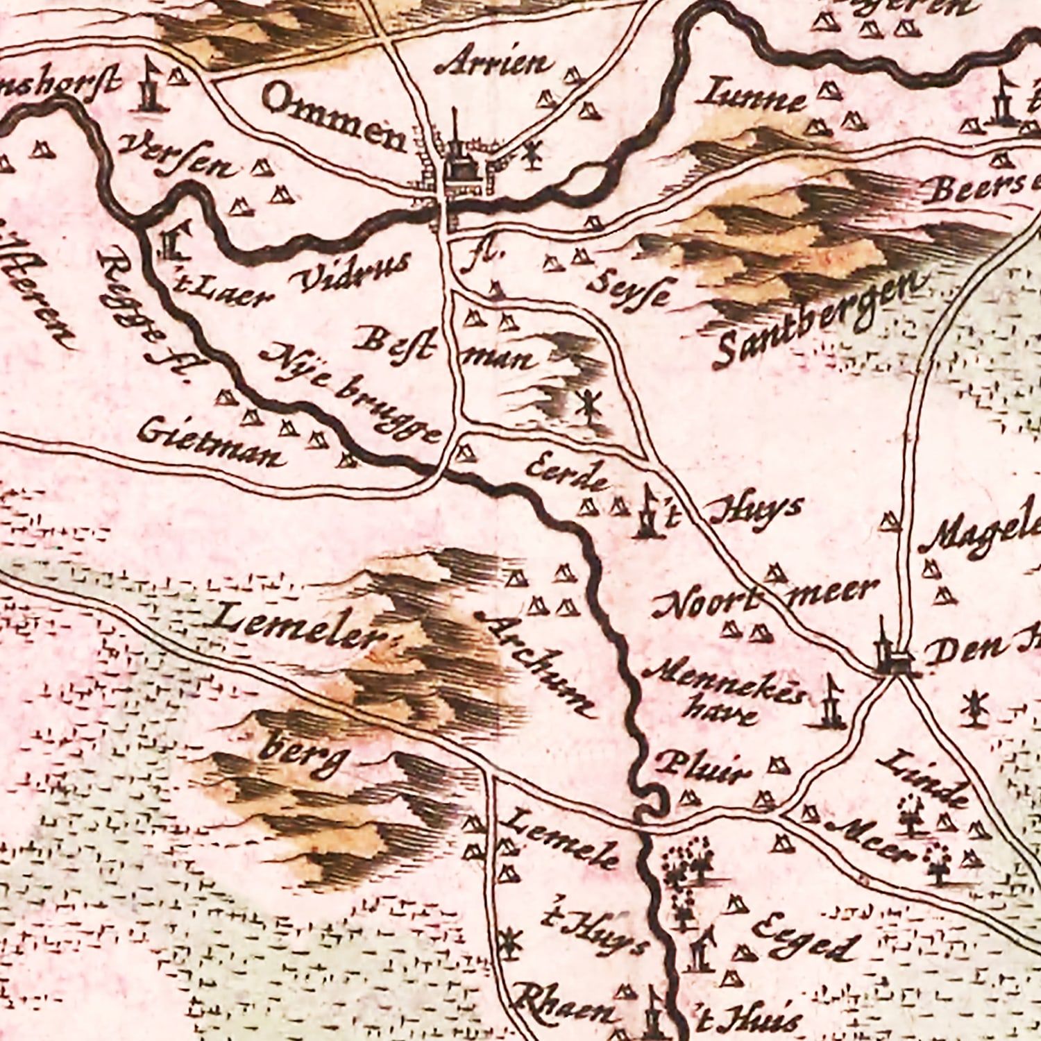 Vintage Map of Overijssel, Holland 1665