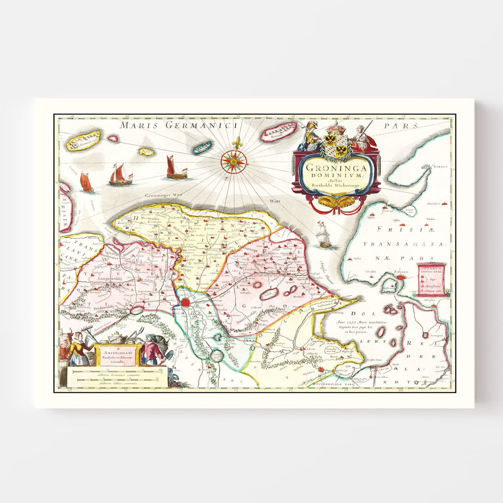 Vintage Map of Groningen, Holland 1665