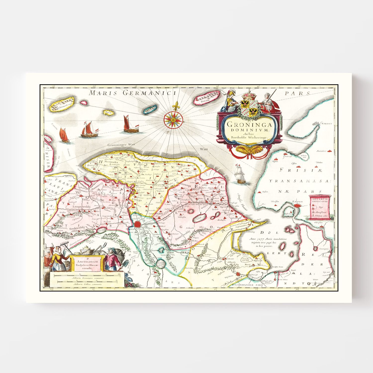 Vintage Map of Groningen, Holland 1665