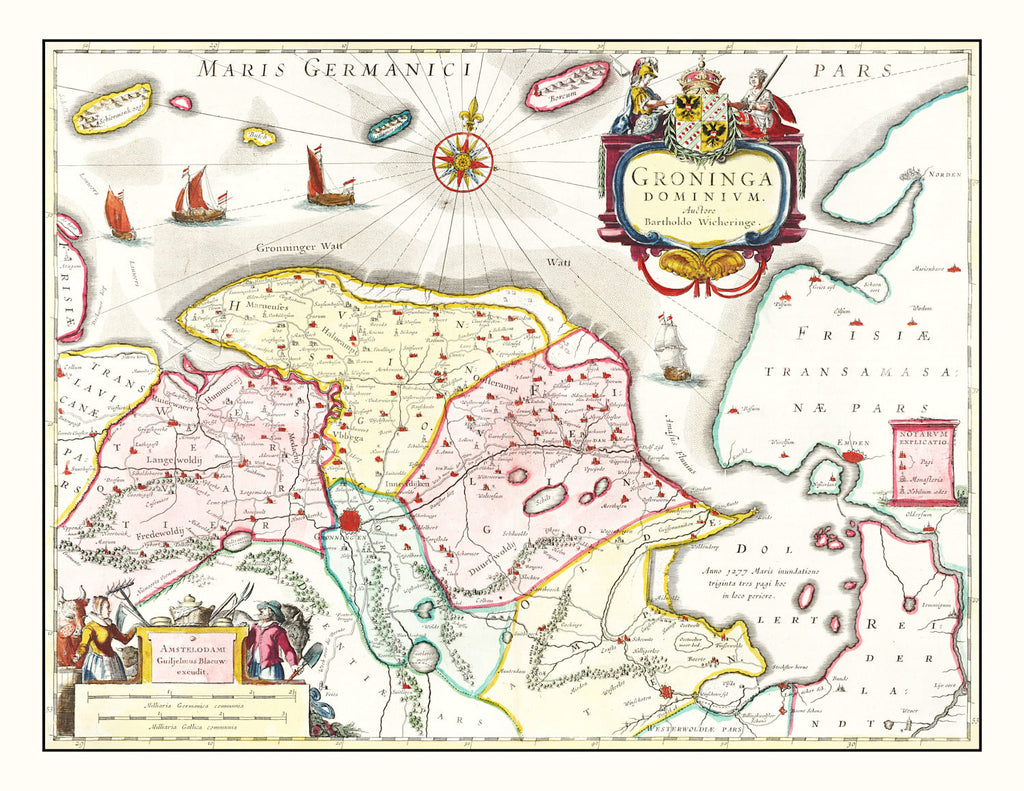 Vintage Map of Groningen, Holland 1665