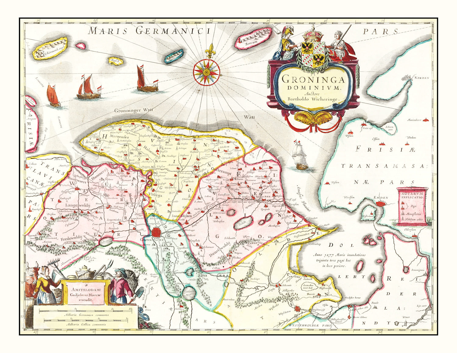Vintage Map of Groningen, Holland 1665