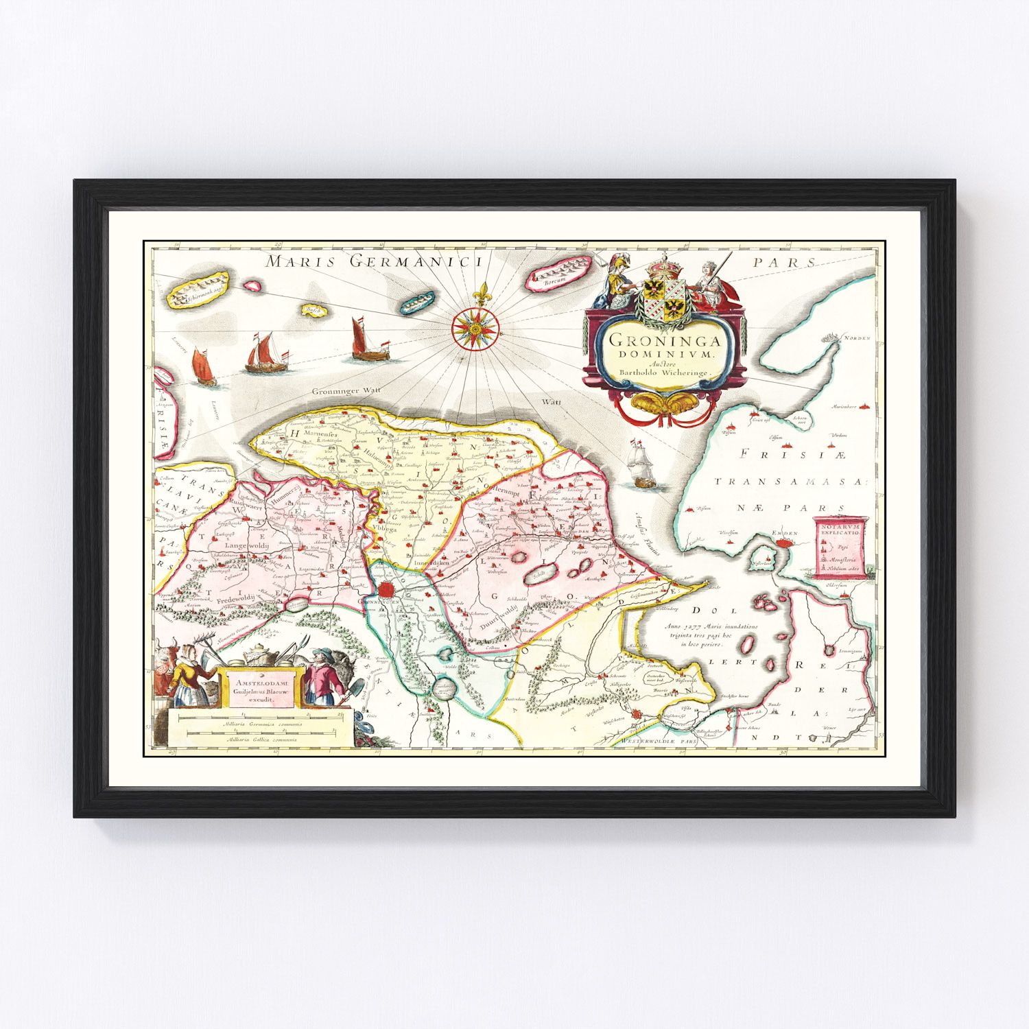 Vintage Map of Groningen, Holland 1665
